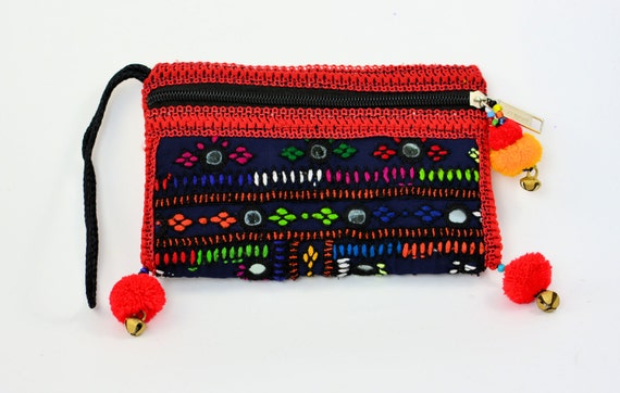Dark blue and red clutch bag,Sindhi embroidery ba… - image 2