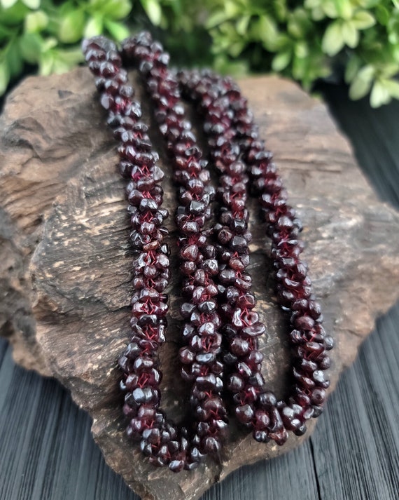 Dark red indian ruby mala,Statement necklace,Bead… - image 3