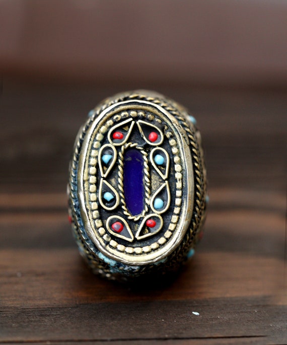 Afghan Ring ,kuchi Ring,Vintage Ring,Glass stone … - image 3