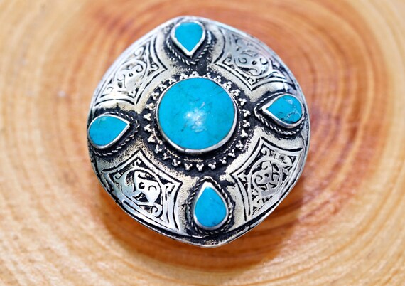 Turquoise Statement Ring,Afghan Ring,Kuchi Turquo… - image 2