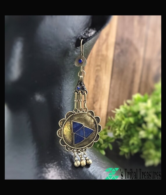 Lapis lazuli Earring,Kuchi Earring,Afghan jewelry,