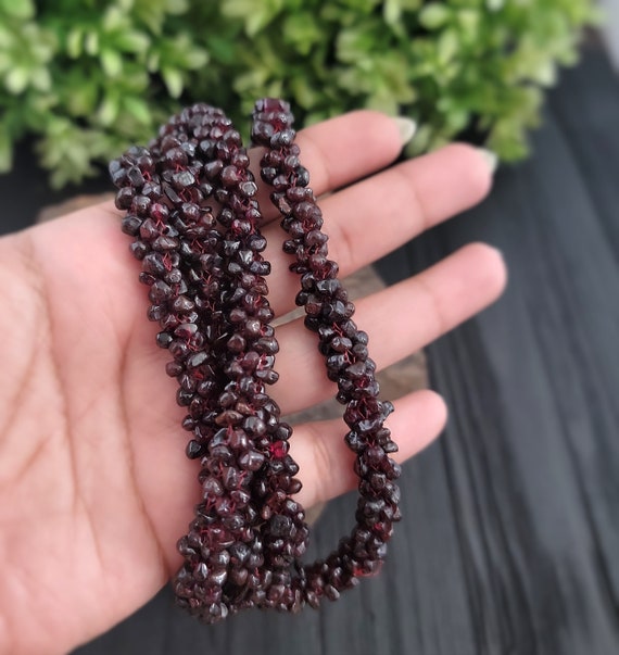 Dark red indian ruby mala,Statement necklace,Bead… - image 9