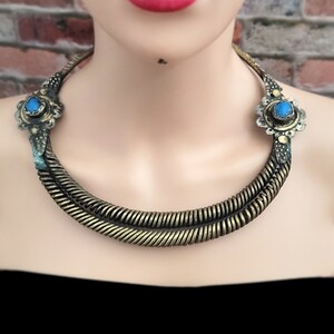 Brass Tone Spiral Choker Necklace,Vintage Nomadic Choker