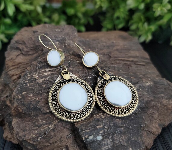 White earring,Kuchi earring,Boho earring,White je… - image 4