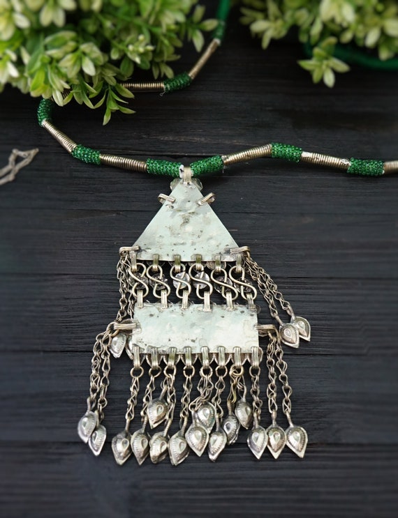 Kuchi Silver Tone Necklace,Bohemian Statement Nec… - image 5