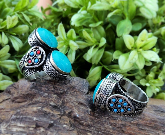 kuchi Turquoise ring,Afghan ring,Kuchi ring,Turqu… - image 2