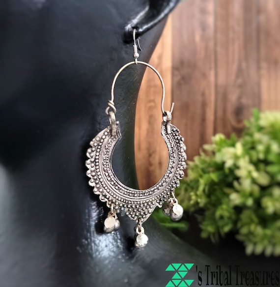 Kashmiri hoop earring ,Gypsy Tribal Jewelry,Hoop E