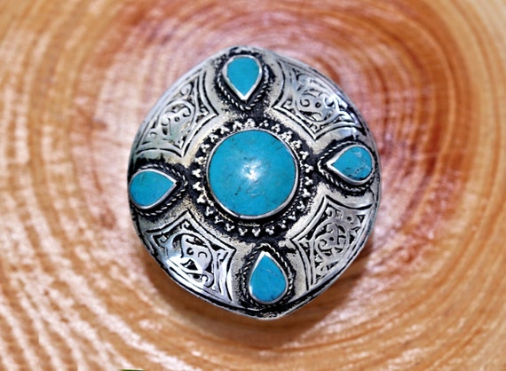 Turquoise Statement Ring,Afghan Ring,Kuchi Turquo… - image 5
