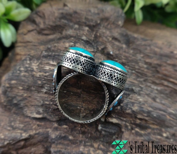 kuchi Turquoise ring,Afghan ring,Kuchi ring,Turqu… - image 8