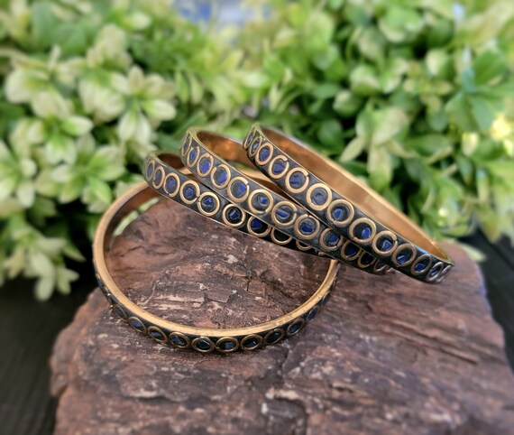 Blue vintage bangles,Stackable bangles,Tibetan ba… - image 3