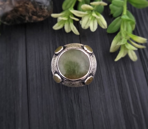 Green agate ring,Afghan ring,Gypsy ring,Kuchi rin… - image 4