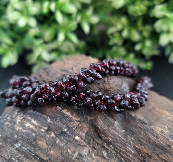 Dark red indian ruby mala,Statement necklace,Bead… - image 1