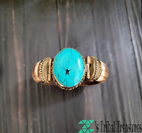 Turquoise bone bracelet,Camel bone bangle,Blue Tu… - image 7