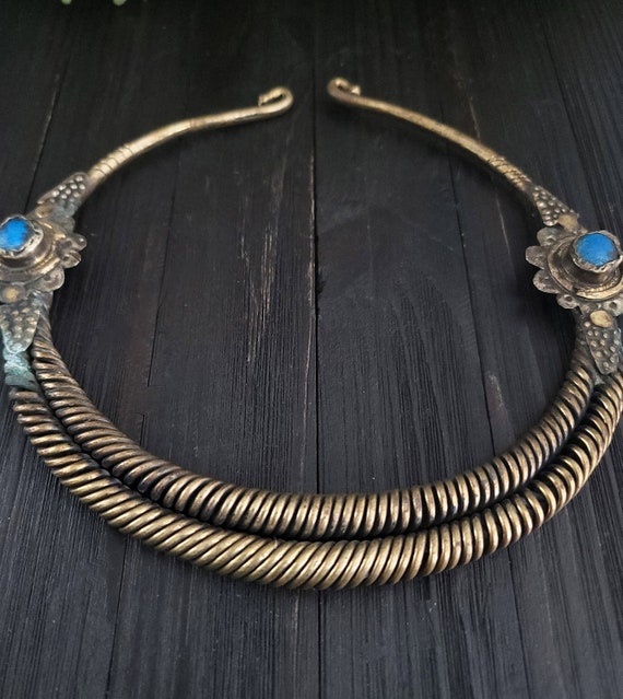 Brass Tone Spiral Choker Necklace,Vintage Nomadic… - image 6