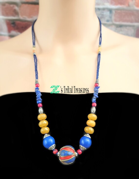 Tibetan beaded necklace,Lapis necklace,Lapis bead… - image 8