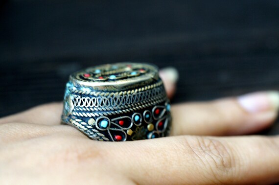 Afghan Ring ,kuchi Ring,Vintage Ring,Glass stone … - image 5