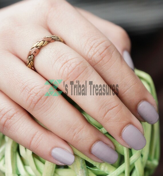 Twisted wire ring,Stackable ring,Tibetan ring,Vin… - image 1