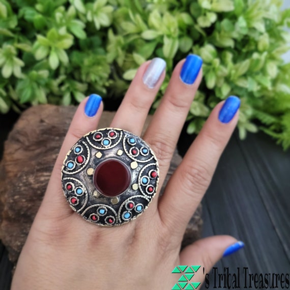 Carnelian Stone Ring,Gypsy Ring,Ethnic Ring,Hippie