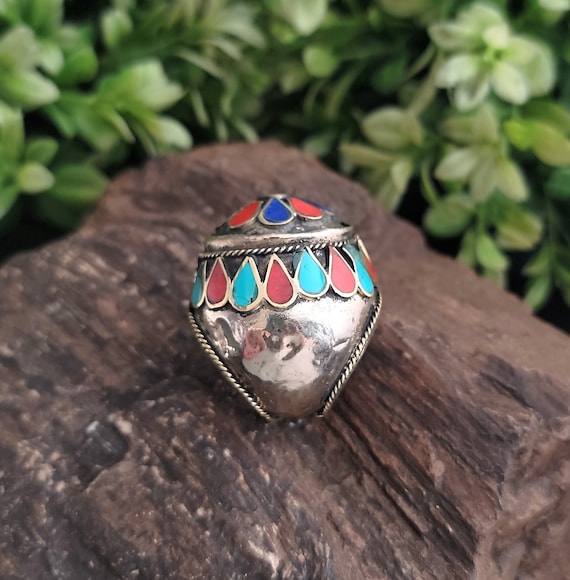 Afghan Dome Statement Ring,Lapis Ring,Turquoise R… - image 8