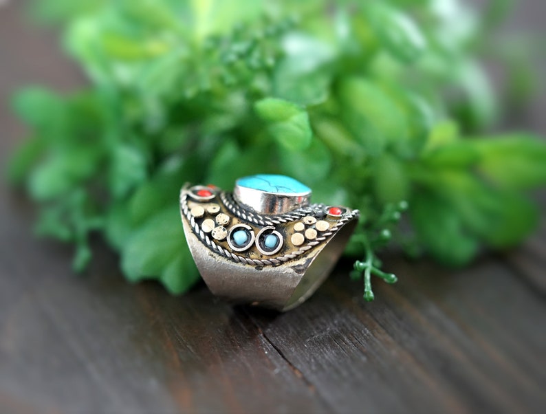 Lapis Lazuli Afghan Ring ,kuchi Ring,gypsy Ring,lapis Stone,tribal Ring ...