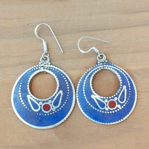 Tibetan earring,Lapis earring,Turquoise earring,Coral earring,Tibetan jewelry,Tibetan silver earring,Blue earring,Red earring,Nepal jewelry