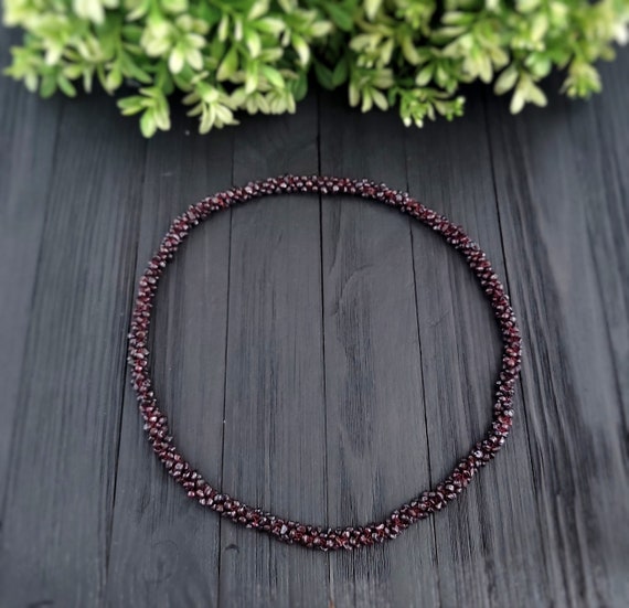 Dark red indian ruby mala,Statement necklace,Bead… - image 6