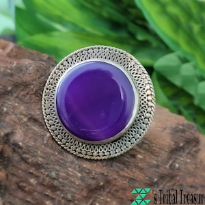 Purple Chalcedony ring,Men&#39;s ring, Afghan ring,Gypsy ring,Tribal ring,Afghan jewelry,Chunky ring,Purple jewelry