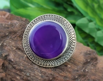 Purple Chalcedony ring,Men's ring, Afghan ring,Gypsy ring,Tribal ring,Afghan jewelry,Chunky ring,Purple jewelry