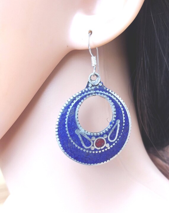 Tibetan earring,Lapis earring,Turquoise earring,C… - image 3