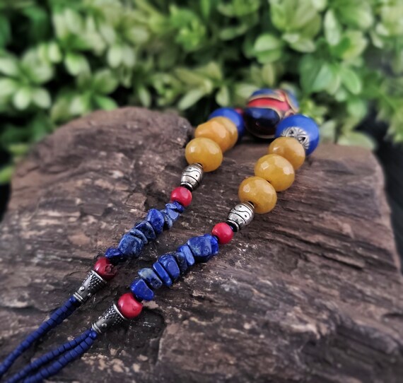 Tibetan beaded necklace,Lapis necklace,Lapis bead… - image 7