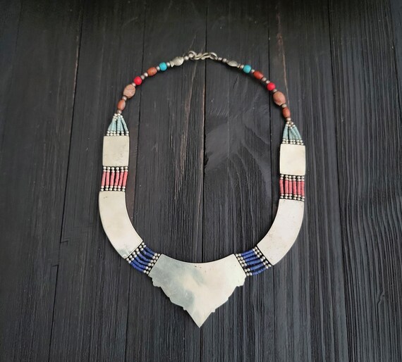 Lapis and turquoise necklace,Statement necklace,N… - image 3