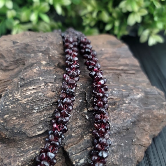 Dark red indian ruby mala,Statement necklace,Bead… - image 7