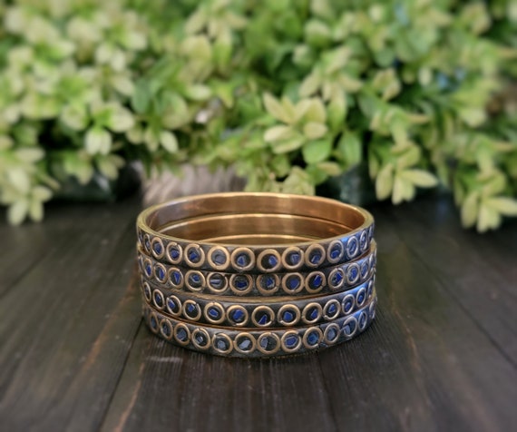 Blue vintage bangles,Stackable bangles,Tibetan ba… - image 4