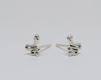 Tiny Snake Sterling Silver Stud Earrings ,  Animal Ear Stud