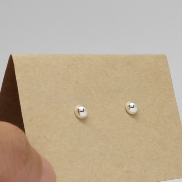 Half Circle - Button Sterling Silver Stud Earrings