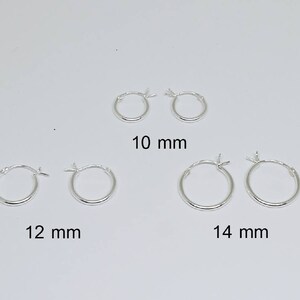 Tiny Plain hoop french locked sterling silver hoop earrings, 10mm 12mm tiny plain hoops , basic hoop earrings image 8