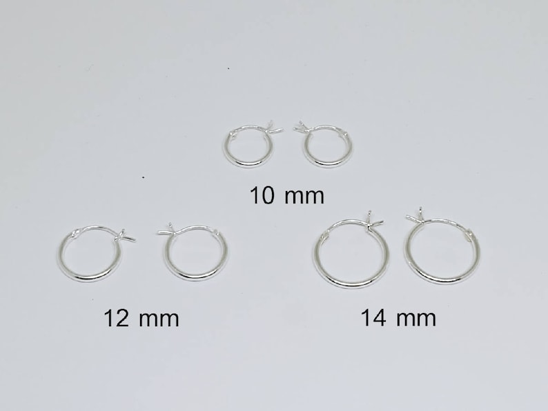 Tiny Plain hoop french locked sterling silver hoop earrings, 10mm 12mm tiny plain hoops , basic hoop earrings image 8