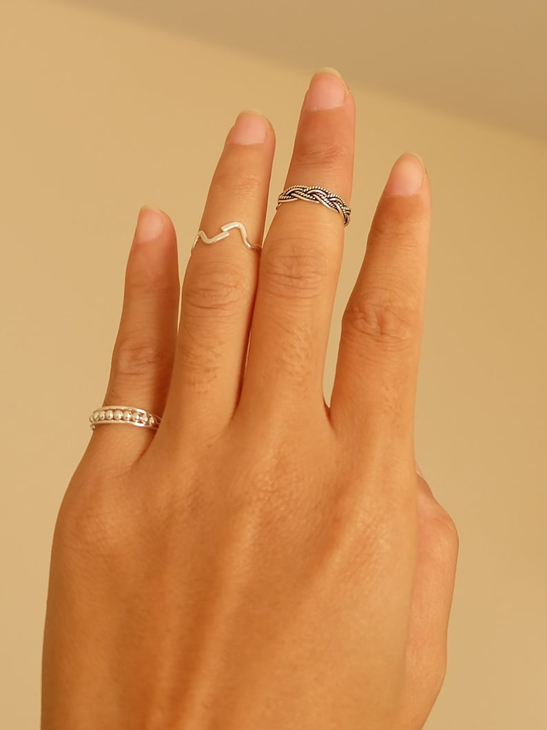 Silver Wire Midi Rings Silver Midi Ring Sterling Silver Etsy