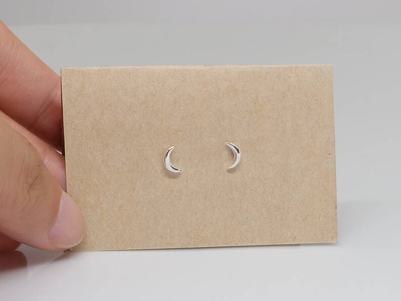 mismatched earrings Tiny Half Moon Star Sterling Silver Stud Earrings