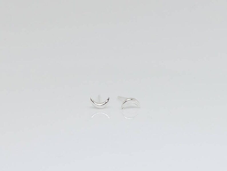 mismatched earrings Tiny Half Moon Star Sterling Silver Stud Earrings