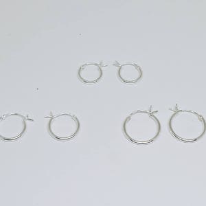 Tiny Plain hoop french locked sterling silver hoop earrings, 10mm 12mm tiny plain hoops , basic hoop earrings image 2