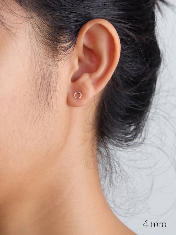 Ring Circle Silver Stud Earrings Minimalist Stud Earrings