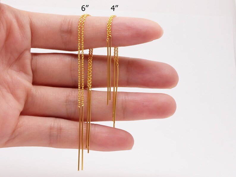 Long Bar Sterling Silver Threader Earrings thread earrings Etsy