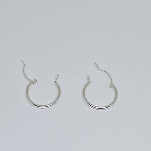 Tiny Plain hoop french locked sterling silver hoop earrings, 10mm 12mm tiny plain hoops , basic hoop earrings image 3