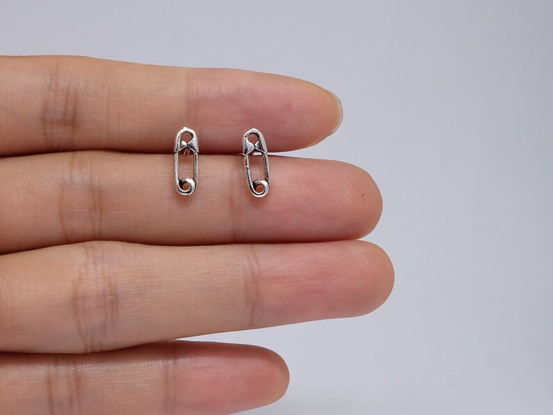 Safety Pin Sterling Silver Stud Earrings Etsy
