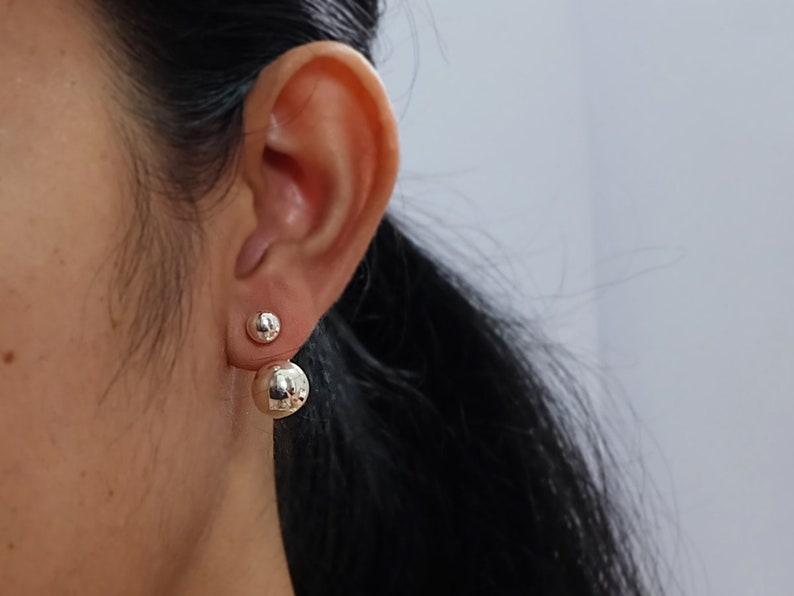 Silver Ball Ear Jacket and Ball Sterling Silver Stud Earrings Etsy