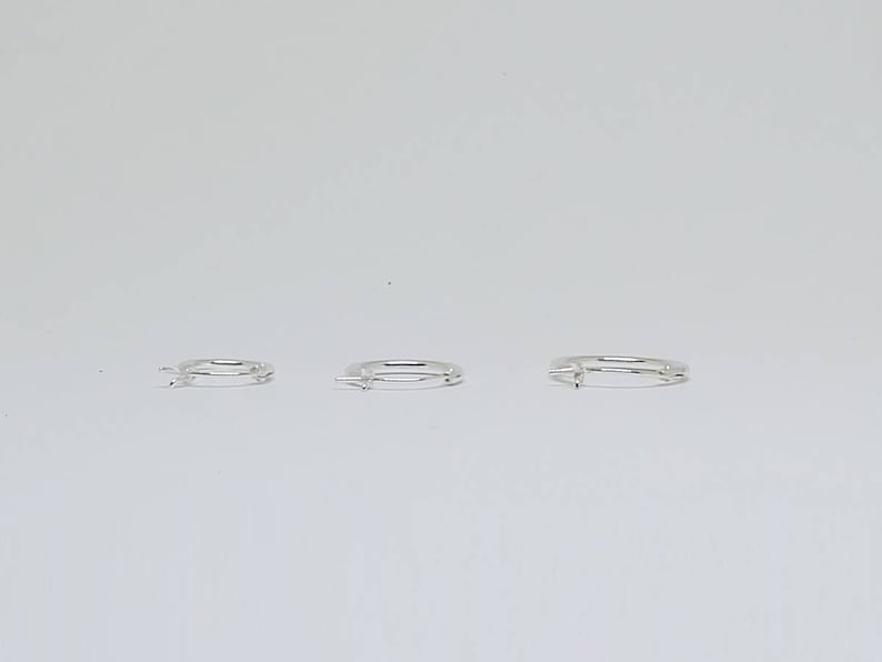 Tiny Plain hoop french locked sterling silver hoop earrings, 10mm 12mm tiny plain hoops , basic hoop earrings image 6