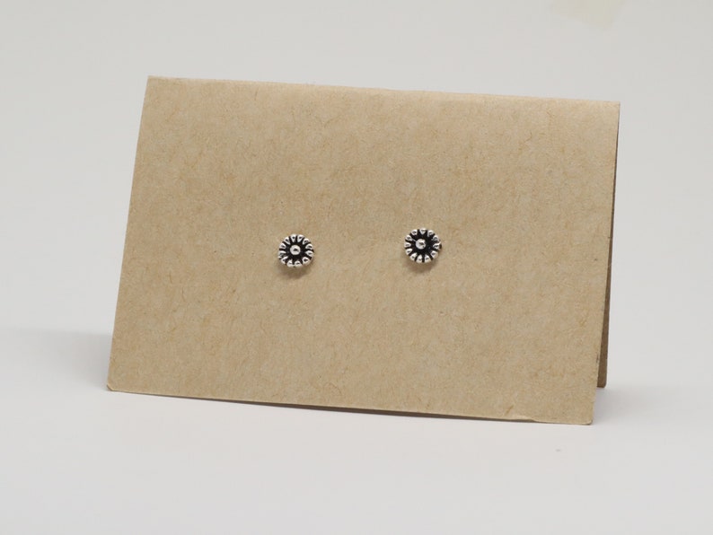Tiny Black Flower Sterling Silver Stud Earrings