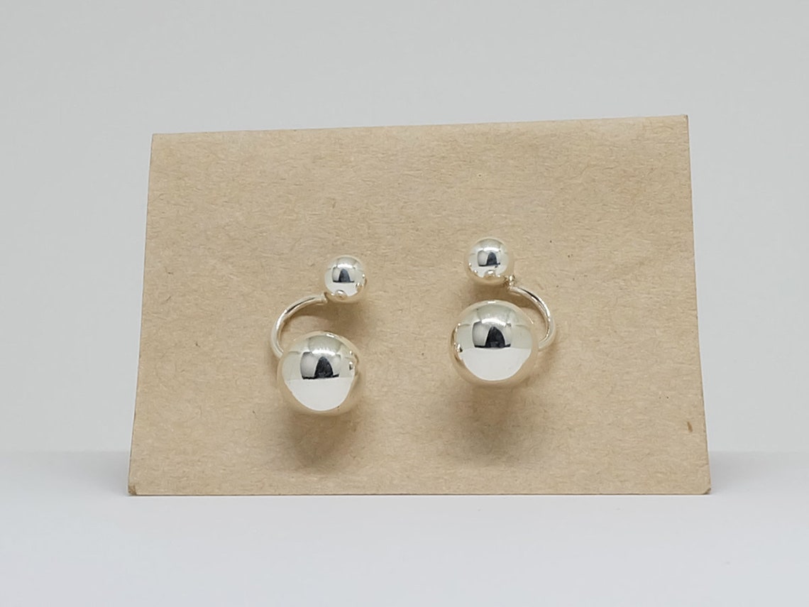 Silver Ball Ear Jacket and Ball Sterling Silver Stud Earrings Etsy