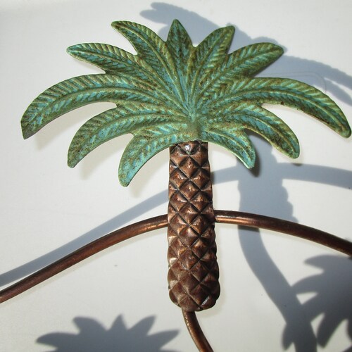 Vintage Handmade Copper shops Palm Tree Towel Rack for a Beach House, Tropical Decor, Holds Masks, Keys, Purses, Coats, Bikinis